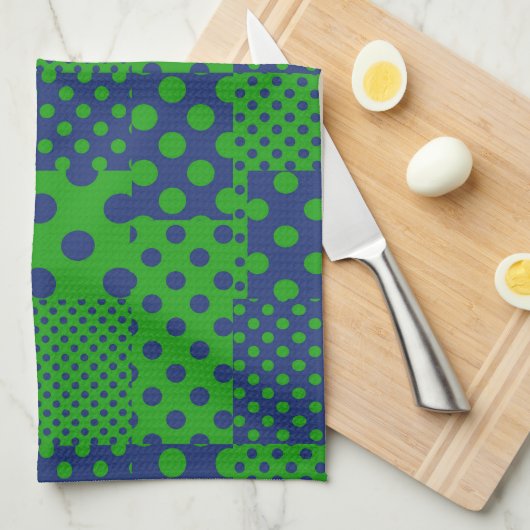 Blaue grüne Tupfen-Patchwork Geschirrtuch (Viertel Falte)