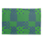 Blaue grüne Tupfen-Patchwork Kissenbezug (Rückseite)