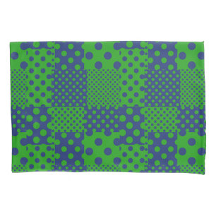 Blaue grüne Tupfen-Patchwork Kissenbezug