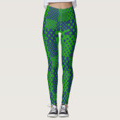 Blaue Grüne Tupfen Patchwork  Leggings (Vorderseite)