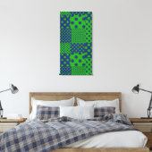 Blaue grüne Tupfen-Patchwork Leinwanddruck (Insitu (Schlafzimmer))