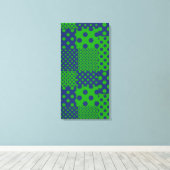Blaue grüne Tupfen-Patchwork Leinwanddruck (Insitu (Holzboden))