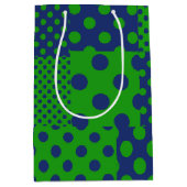 Blaue grüne Tupfen-Patchwork Mittlere Geschenktüte (Vorderseite)