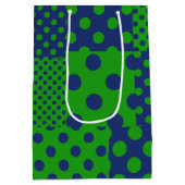 Blaue grüne Tupfen-Patchwork Mittlere Geschenktüte (Rückseite)