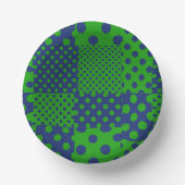 Blaue grüne Tupfen-Patchwork Pappteller (Vorderseite)
