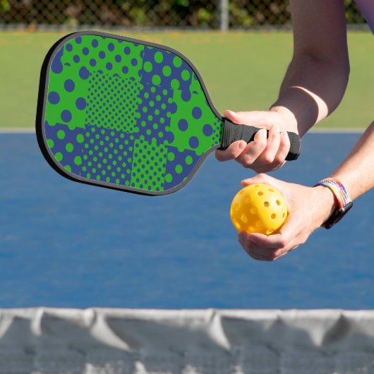 Blaue Grüne Tupfen Patchwork Pickleball Schläger (InSitu)