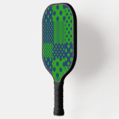 Blaue Grüne Tupfen Patchwork Pickleball Schläger (Links)