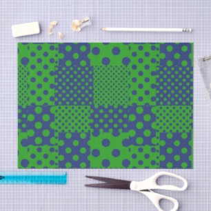 Blaue grüne Tupfen-Patchwork  Seidenpapier