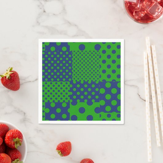 Blaue grüne Tupfen-Patchwork  Serviette (Beispiel)