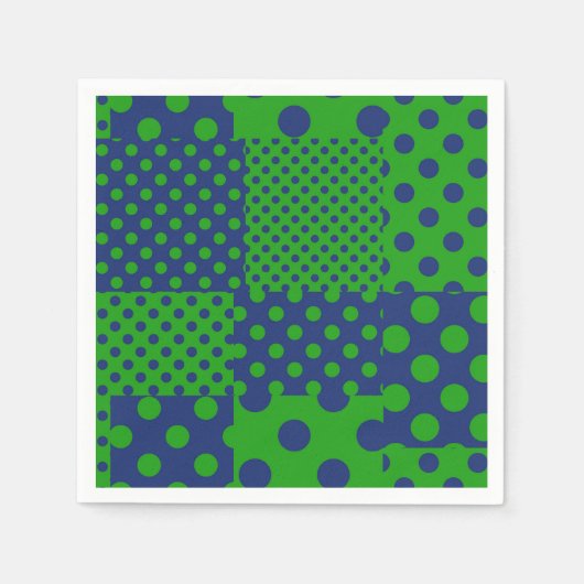 Blaue grüne Tupfen-Patchwork  Serviette (Vorderseite)