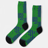 Blaue grüne Tupfen-Patchwork  Socken (Linkes Detail)