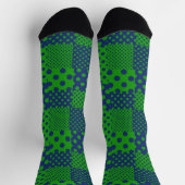 Blaue grüne Tupfen-Patchwork  Socken (Oben)
