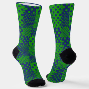 Blaue grüne Tupfen-Patchwork  Socken