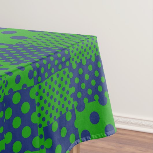 Blaue Grüne Tupfen Patchwork  Tischdecke (Beispiel)