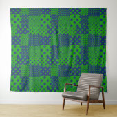 Blaue Grüne Tupfen Patchwork  Wandteppich (Beispiel (Horizontal))