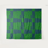 Blaue Grüne Tupfen Patchwork  Wandteppich (Vorderseite (Horizontal))