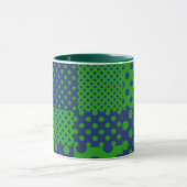 Blaue grüne Tupfen-Patchworkarbeit  Tasse (Zentrum)
