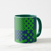 Blaue grüne Tupfen-Patchworkarbeit  Tasse (VorderseiteRechts)