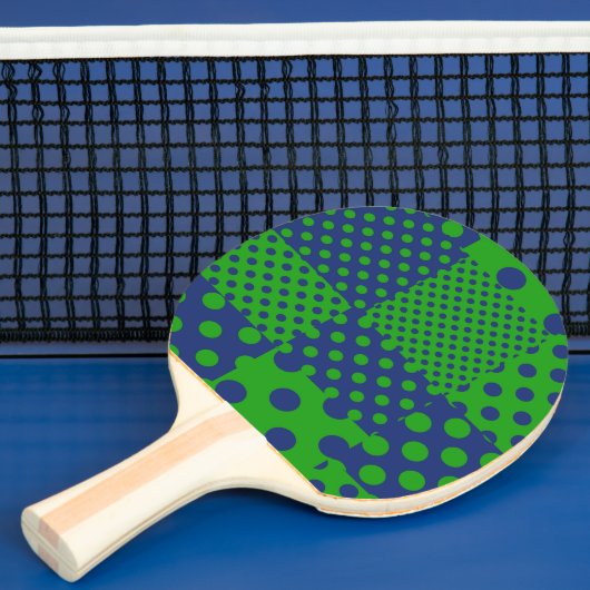 Blaue grüne Tupfen-Patchworkarbeit  Tischtennis Schläger (InSitu)