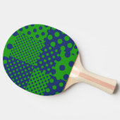 Blaue grüne Tupfen-Patchworkarbeit  Tischtennis Schläger (Seitenansicht)