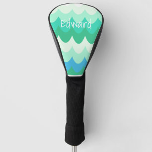Blaue, grüne und Aquamarine geometrische Meereswe Golf Headcover
