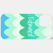 Blaue, grüne und Aquamarine geometrische Meereswel Case-Mate iPhone Hülle (Hinten (horizontal))