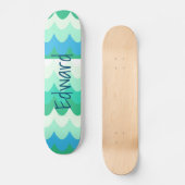 Blaue, grüne und Aquamarine geometrische Meereswel Skateboard (Vorderseite)