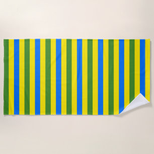 Blaue grüne und gelbe Streifen Design Strandtuch