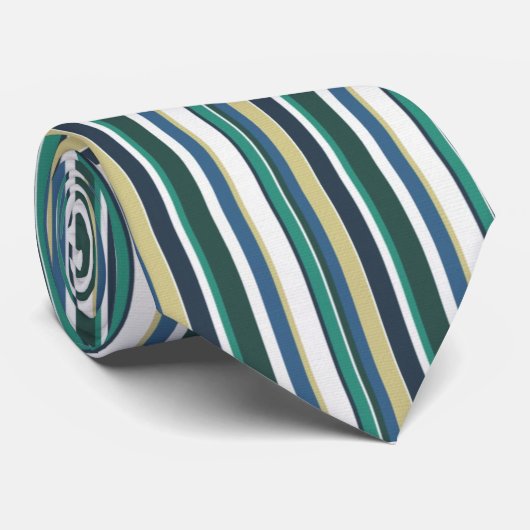 Blaue grüne und goldgestreifte Männerschuhe Krawatte (Gerollt)