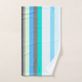 Blaue, grüne und graue Abstrakte Streifen Badhandtuch Set (Handtuch)