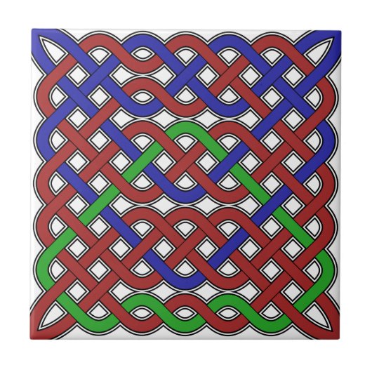 Blaue, grüne und rote keltische Knochen Fliese (Vorderseite)