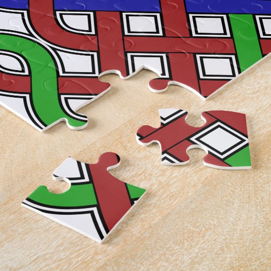 Blaue, grüne und rote keltische Knochen Puzzle (Seite)