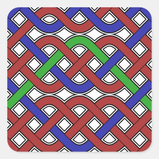 Blaue, grüne und rote keltische Knochen Quadratischer Aufkleber (Vorderseite)