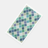 Blaue, grüne und türkisfarbene Quatrefolienmuster Serviette (Ecke)