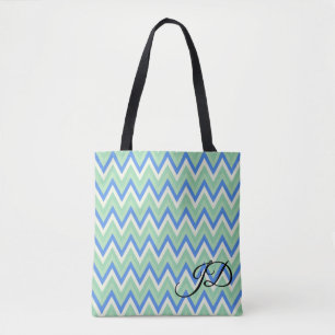 Blaue grüne und weiße Chevronstreifen Tasche