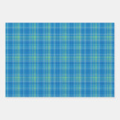 Blaue, grüne und weiße Karos Geschenkpapier Set (Vorderseite 3)