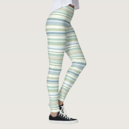 Blaue grüne und weiße Streifen Leggings