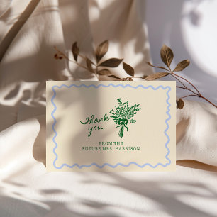 Blaue Grüne Verspielte Handschrift Dankeskarte