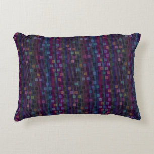 Blaue, grüne, violette, rosa Quadrate mit Streifen Dekokissen