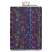 Blaue, grüne, violette, rosa Quadrate mit Streifen Flachmann (Rückseite)