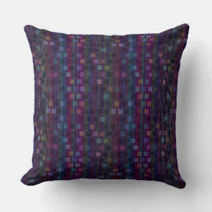 Blaue, grüne, violette, rosa Quadrate mit Streifen Kissen
