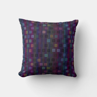 Blaue, grüne, violette, rosa Quadrate mit Streifen Kissen