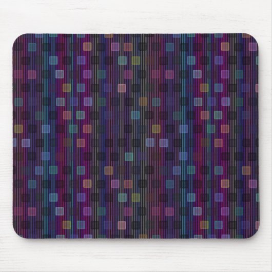 Blaue, grüne, violette, rosa Quadrate mit Streifen Mousepad (Vorne)