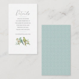 Blaue Grüne Vogelwelt Botanische Wasserfarbenhochz Begleitkarte