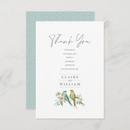 Blaue Grüne Vogelwelt Botanische Wasserfarbenhochz Dankeskarte