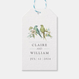 Blaue Grüne Vogelwelt Botanische Wasserfarbenhochz Geschenkanhänger