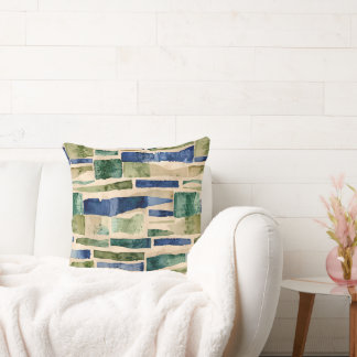 Blaue grüne Wasserfarben Kissen