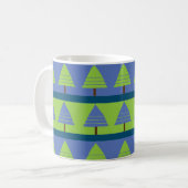 Blaue Grüne Weihnachtsbaum-Geometrie Kaffeetasse (Vorderseite Links)