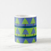 Blaue Grüne Weihnachtsbaum-Geometrie Kaffeetasse (Mittel)