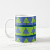 Blaue Grüne Weihnachtsbaum-Geometrie Kaffeetasse (Links)